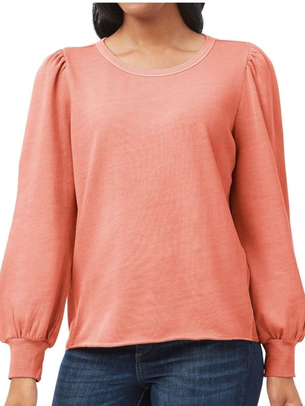 Member's Mark French Terry Puff Sleeve Sweatshirt Coral Women’s Small